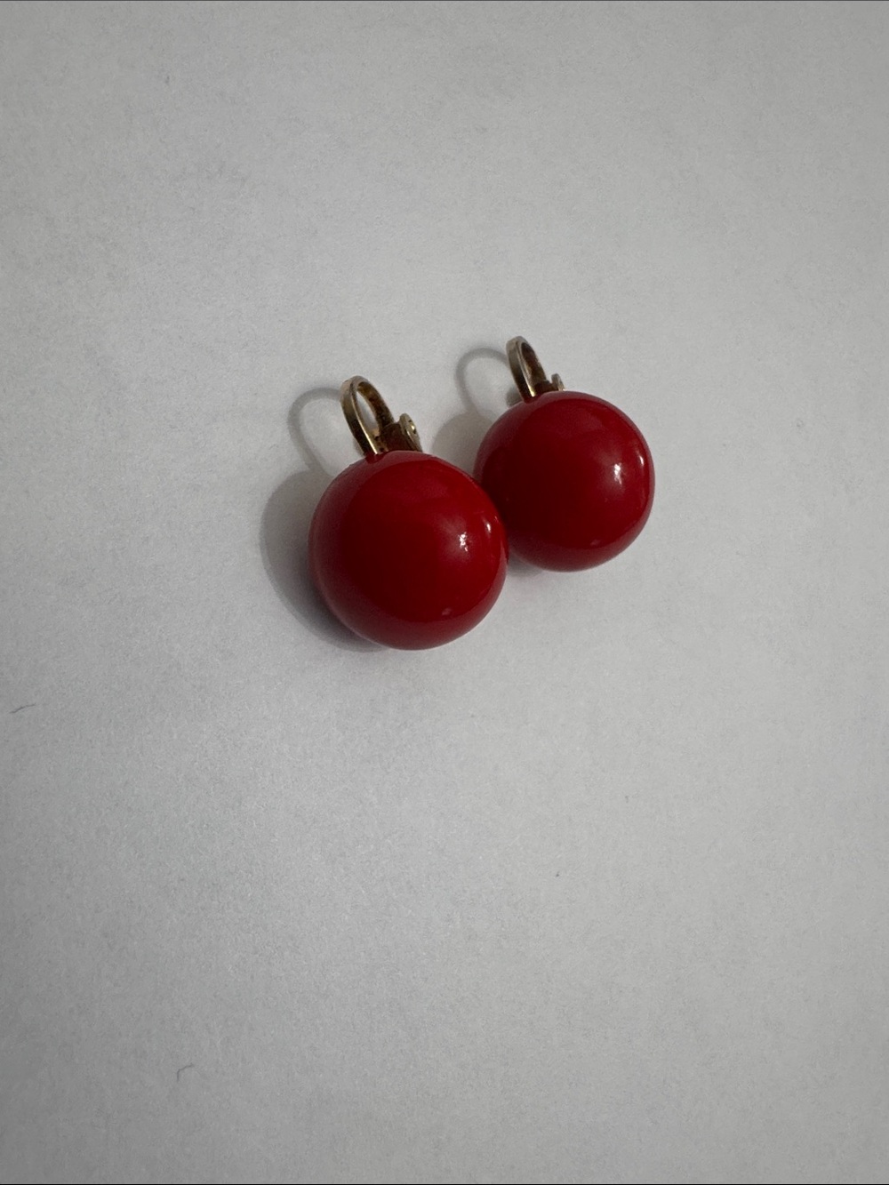 Vintage Classic Red Dome Drop Earrings